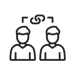Icon of two people dependent on each other Icon of two people dependent on each other