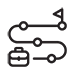 Icon of a briefcase and a track with a completed flag at the end Icon of a briefcase and a track with a completed flag at the end